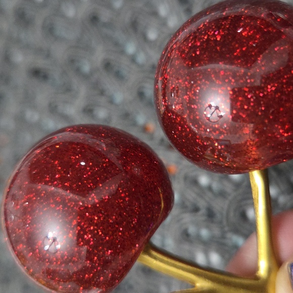 Cherry Charm Keychain - Gold And Silver - Picture 3 of 5